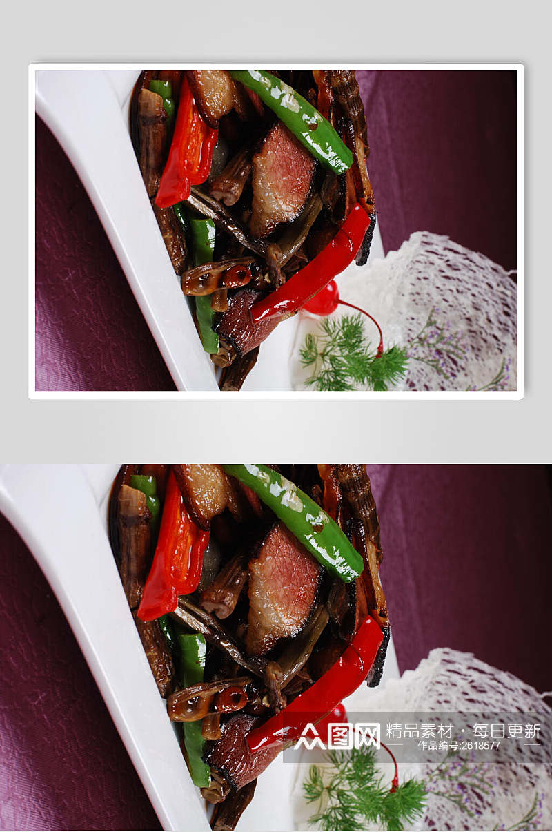 牛尾笋炒腊肉食物高清图片素材