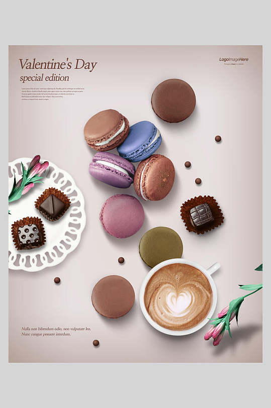 情人节巧克力甜品下午茶海报