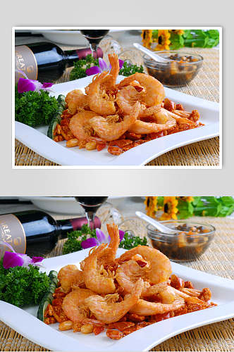 酥椒基尾虾食物高清图片