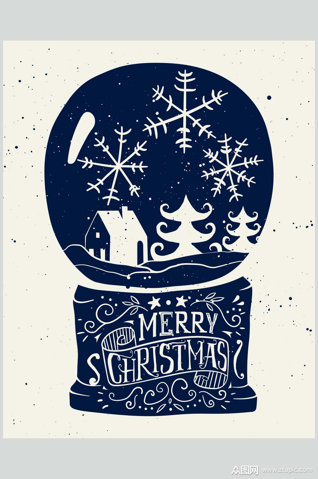 典雅雪花创意剪纸麋鹿圣诞节矢量素材素材