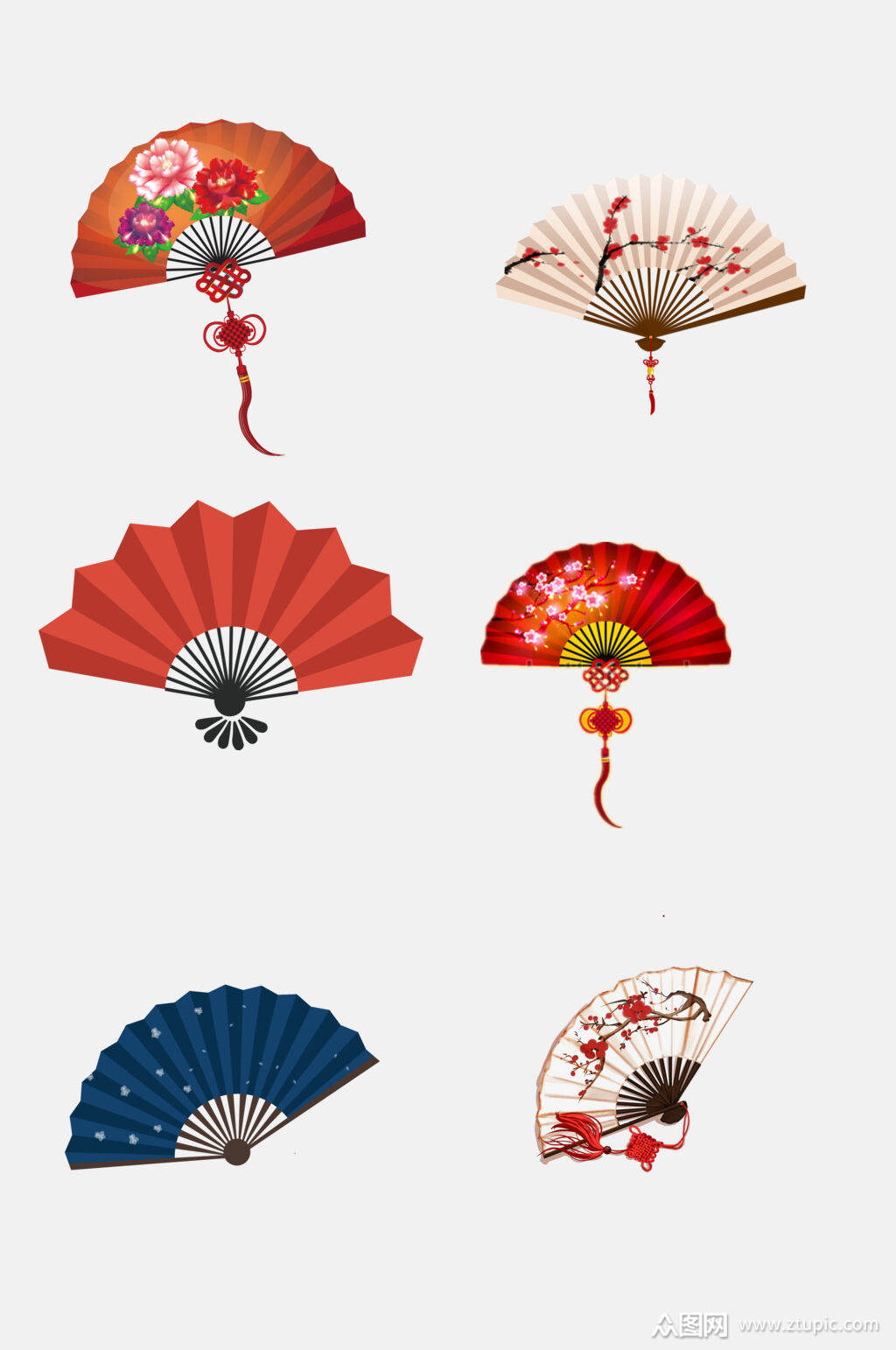 精致中国风古风折叠扇子免抠设计素材