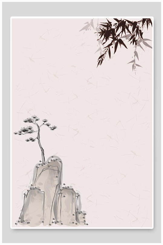 米黄清新中国风水墨插画矢量背景