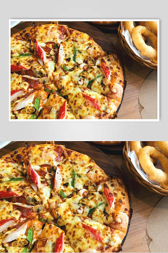 海鲜披萨食物摄影图片