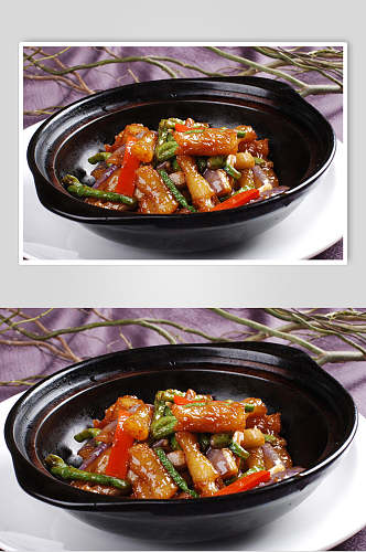 茄瓜玉豆焖蹄筋食物图片