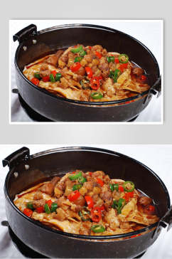 干锅豆皮食物高清图片
