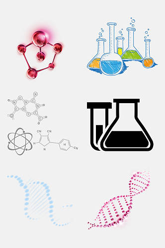 清新水彩化学分子免抠元素