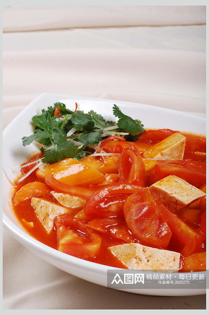 鲜茄木瓜煮豆腐食物图片素材