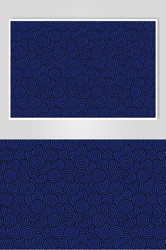 湛蓝色复古青花瓷色纹样矢量素材