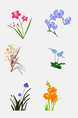 中国风水墨手绘植物兰花免抠素材