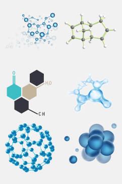 蓝生物基因医疗化学分子免抠设计素材