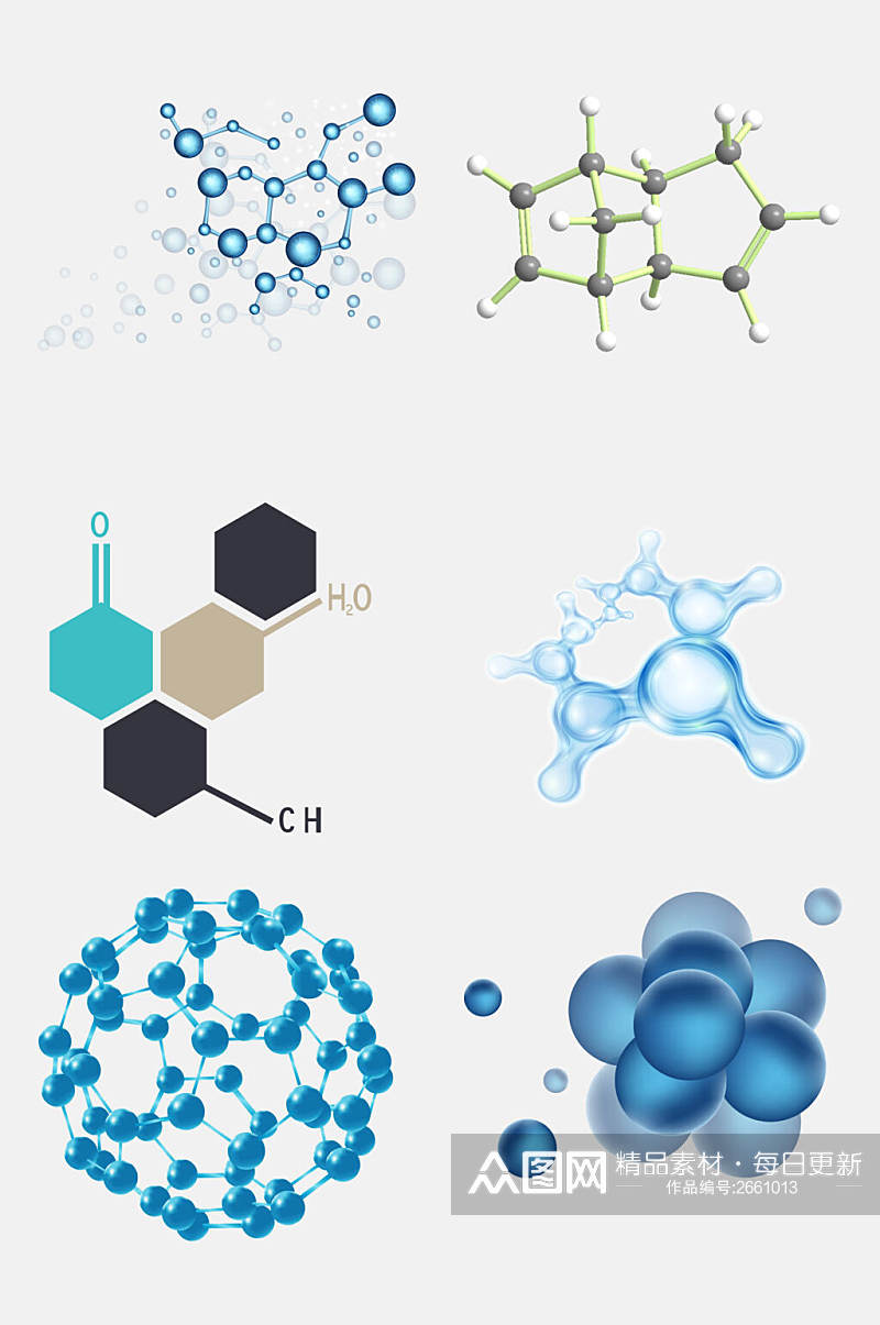 蓝生物基因医疗化学分子免抠设计素材素材