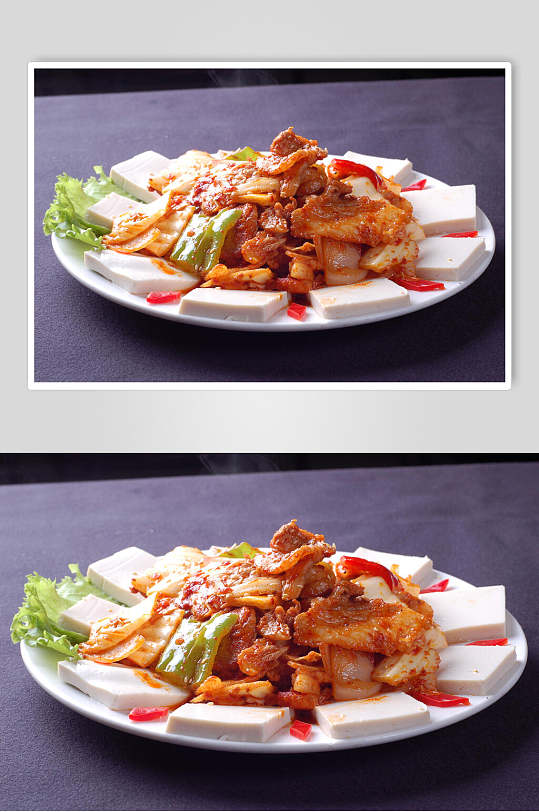 泡菜炒豆腐食物图片