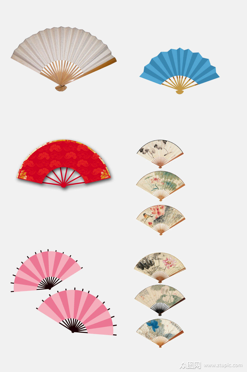 高端中国风古风折叠扇子免抠素材模板下载-编号2657933-众图网
