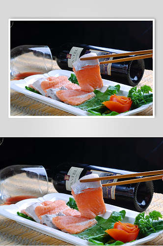 海鲜红鳟鱼腹餐饮摄影图片