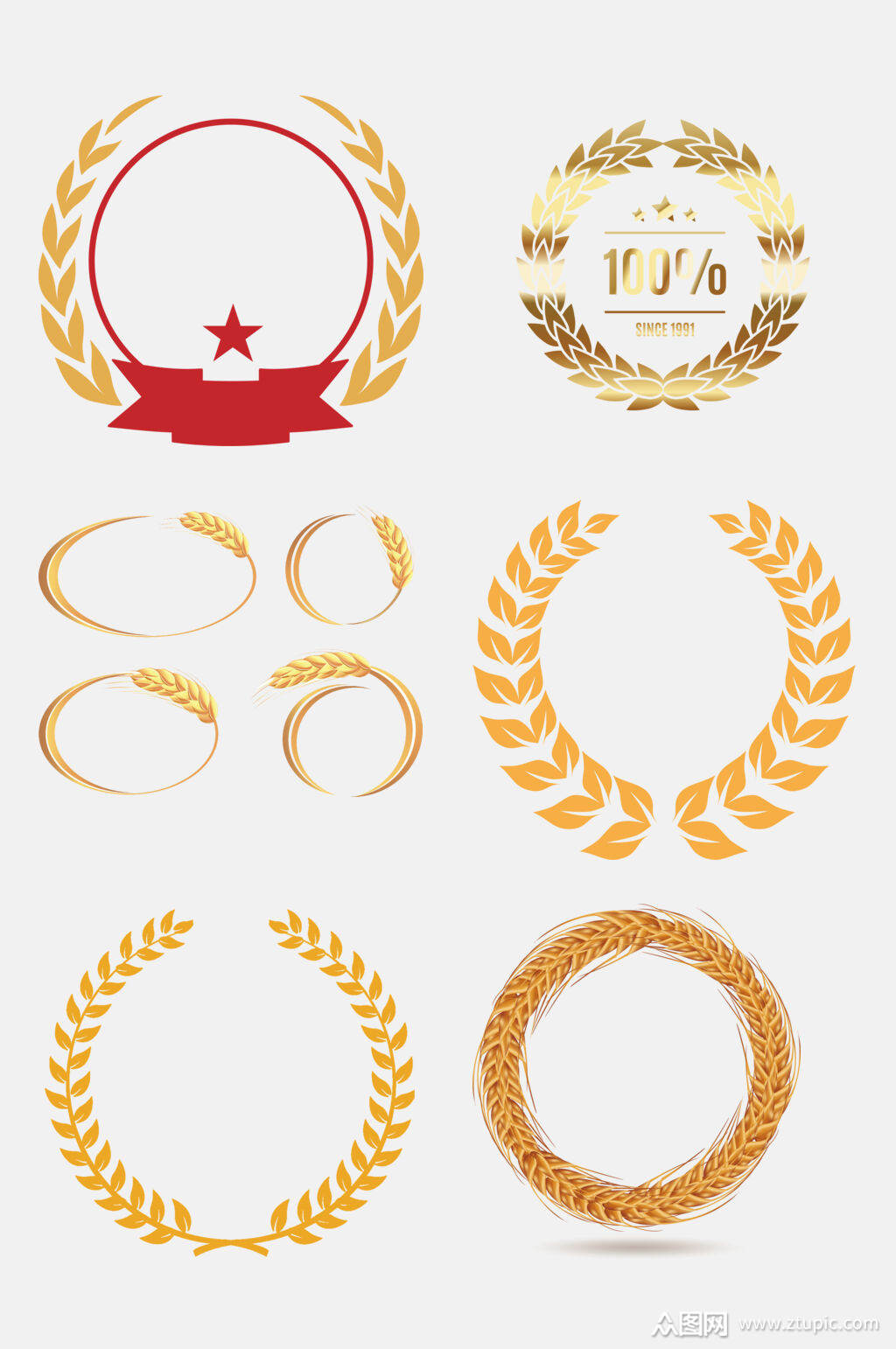 高端麦穗边框免抠素材