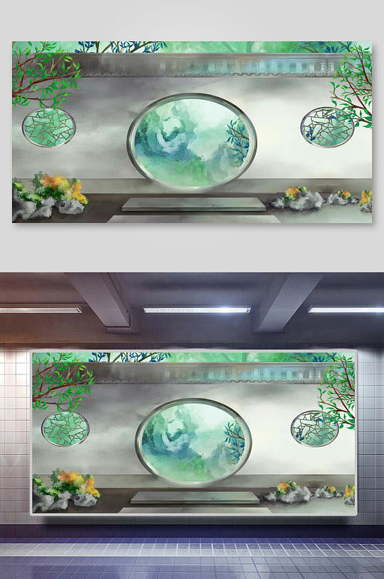 复古风中国风植物花鸟国画背景素材