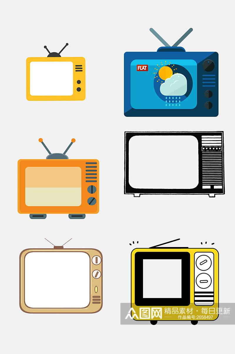 创意卡通复古电视机免抠素材素材