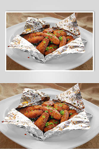 火焰鸡中翅食品摄影图片