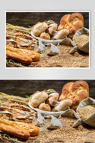 营养麦香烤面包食物图片