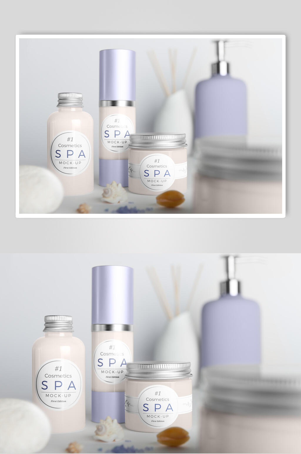 简约紫色是spa护肤品样机素材