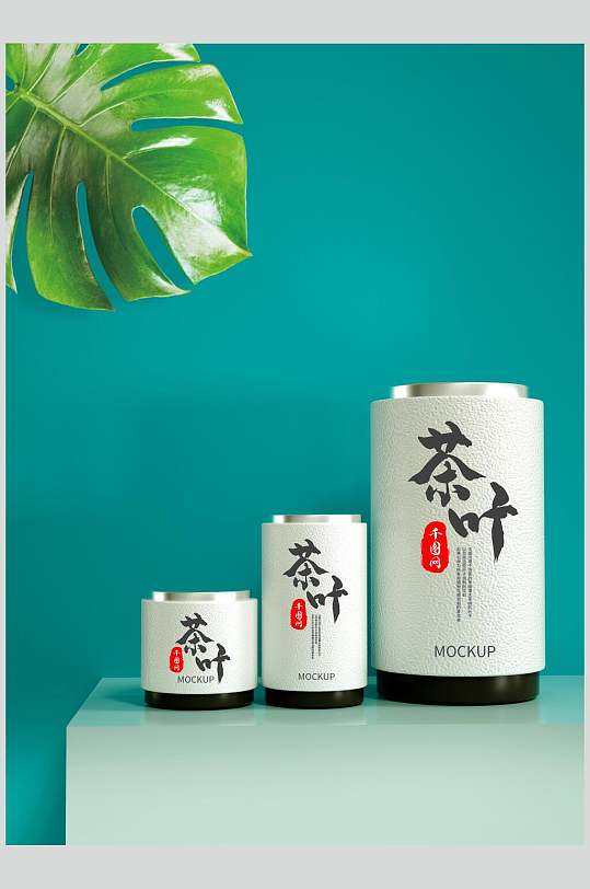 彩页清新茶叶罐包装样机