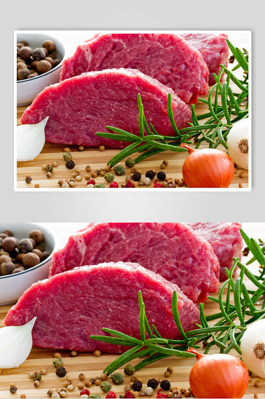 新鲜洋葱鲜肉食品肉片摄影图