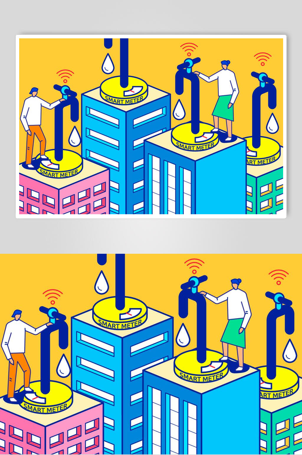 水滴WiFi城市生活服务交通插画矢量素材素材