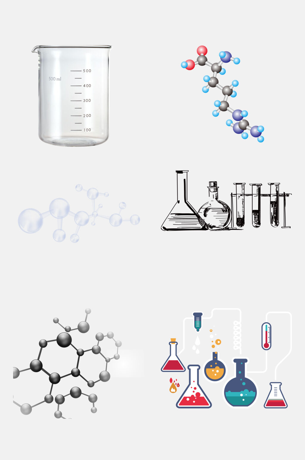 水墨风化学分子免抠元素素材