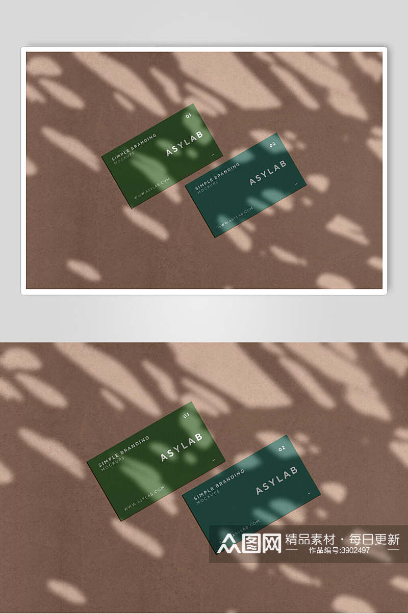 高端时尚绿色卡片名片样机素材