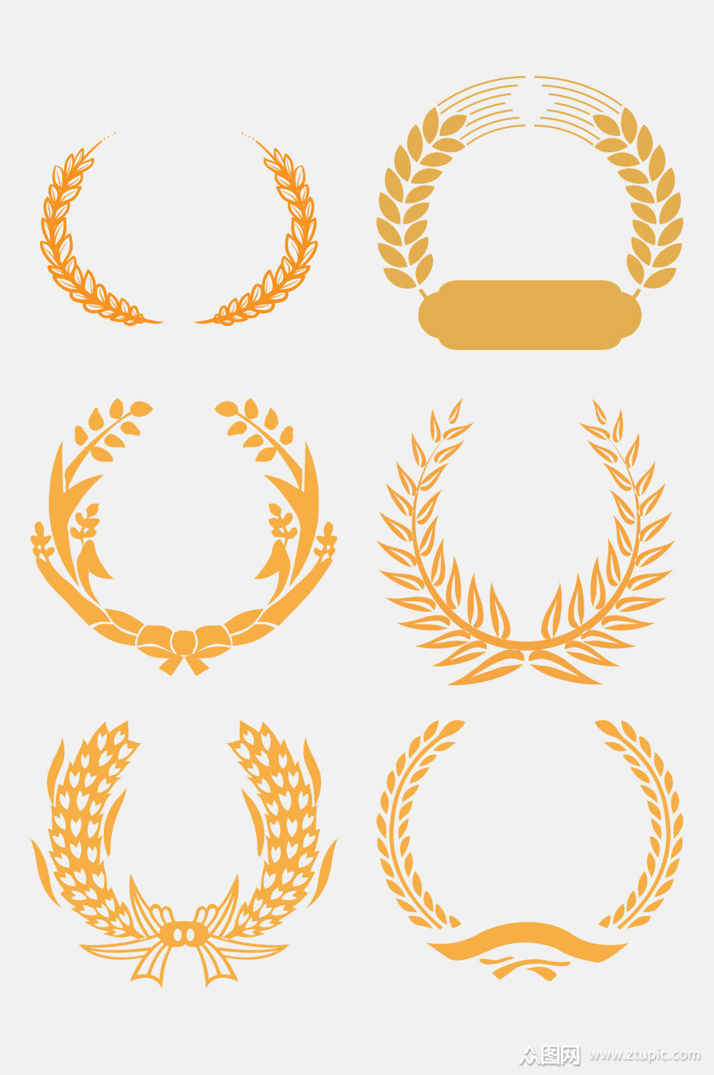 唯美金色麦穗边框免抠素材