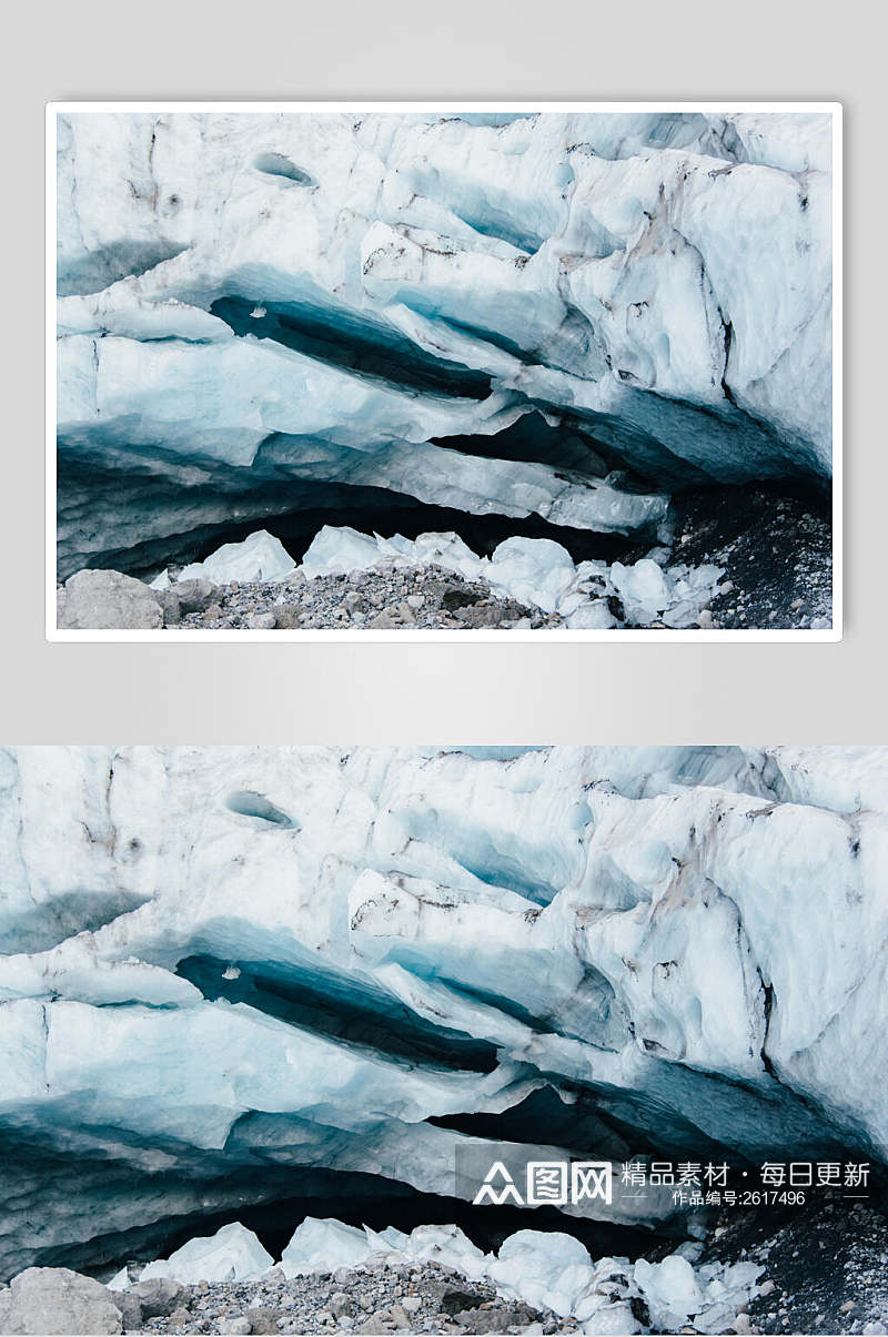 唯美冰川瀑布海滩户外风景图片素材