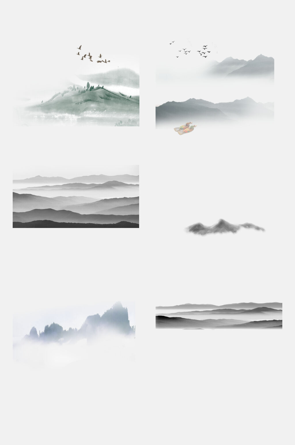 简约中国风水墨山水免抠设计素材素材