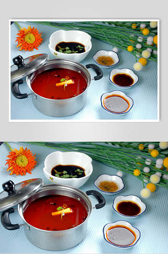 麻辣红锅食物摄影图片