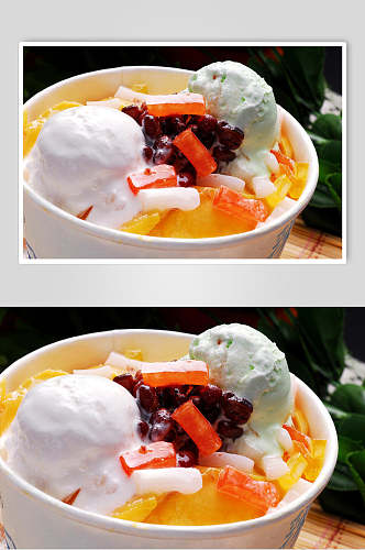 芒果冰粥食品摄影图片
