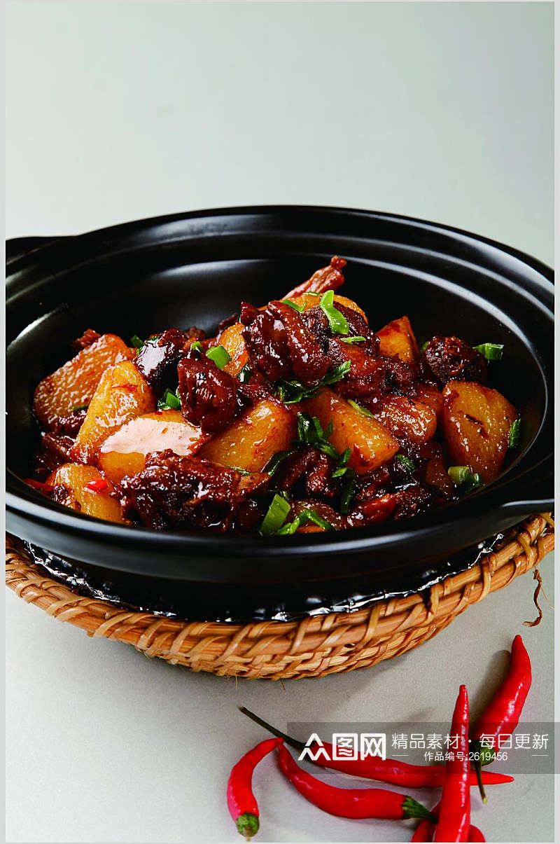 鲜淮山煲土鸭食物摄影图片素材