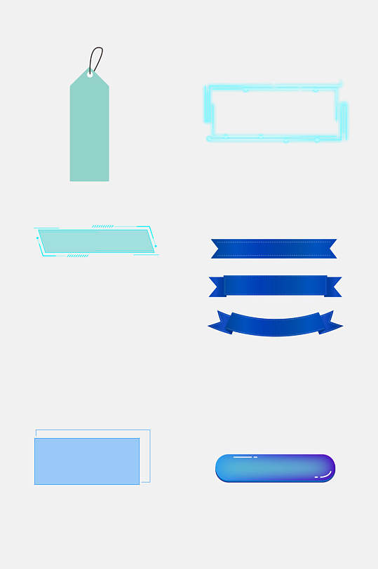 简洁蓝色标题框文本框免抠素材