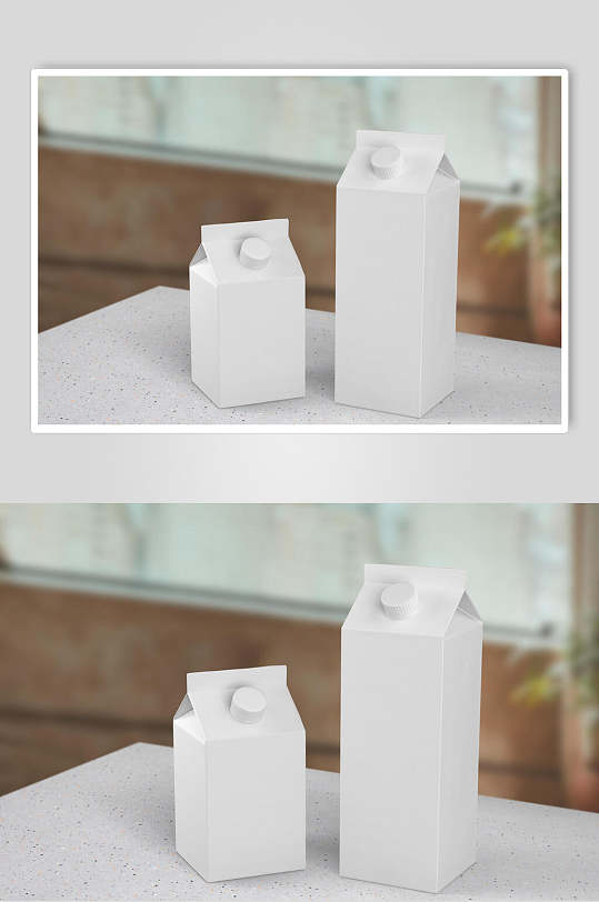 白色简约牛奶盒纸质包装样机