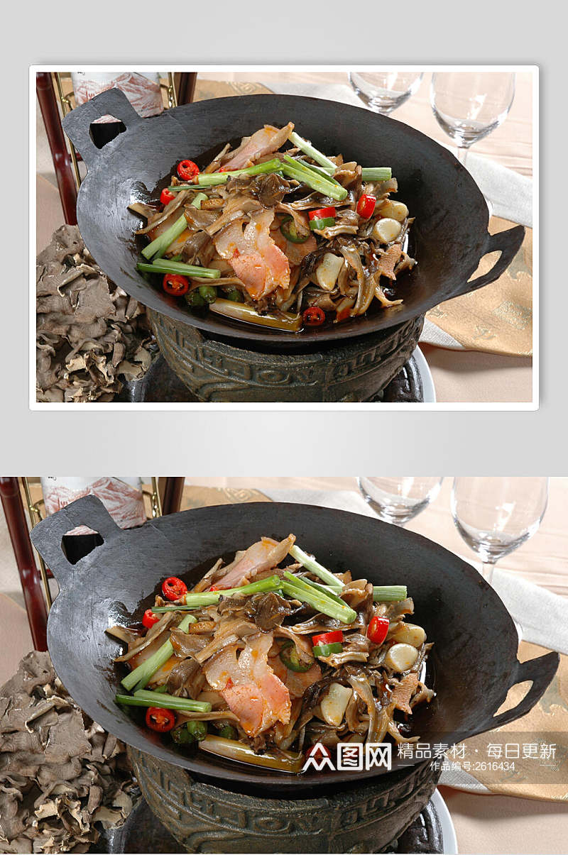 干锅野生菊花菌食物高清图片素材
