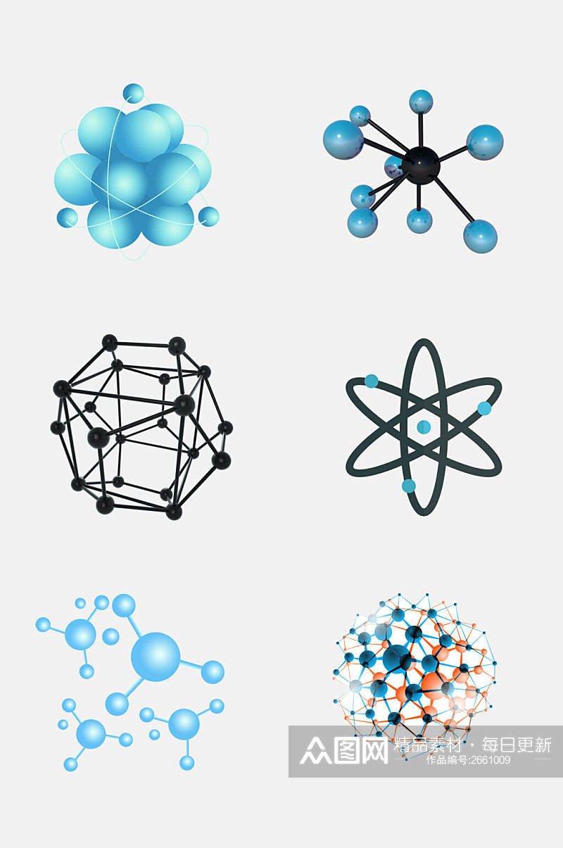 几何生物基因医疗化学分子免抠设计素材素材