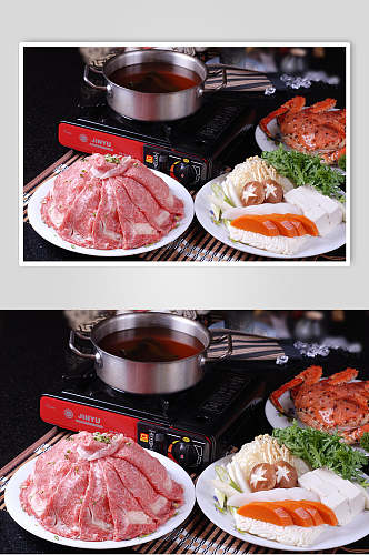 松板牛肉涮涮锅食物高清图片