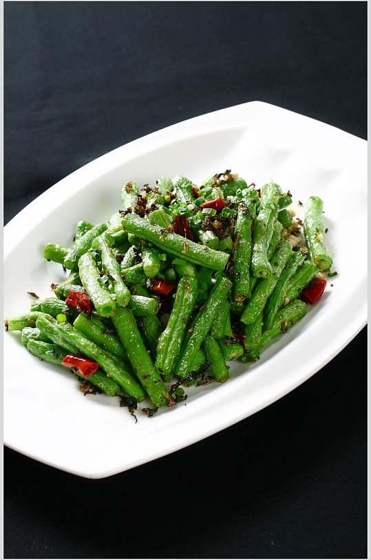 绿色干煸四季豆食物高清图片