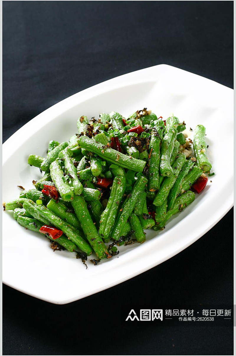 绿色干煸四季豆食物高清图片素材