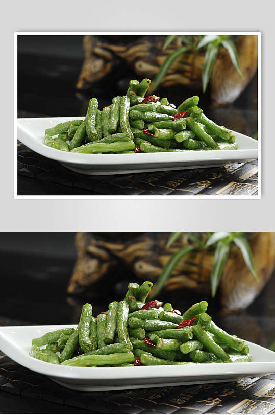 蔬菜干煸四季豆食物高清图片