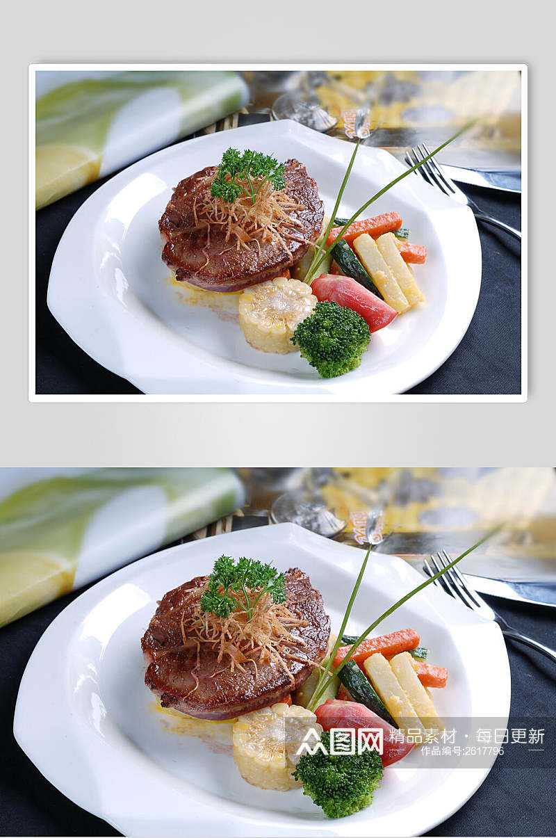 牛扒主菜系列新西兰肉眼扒食物高清图片素材