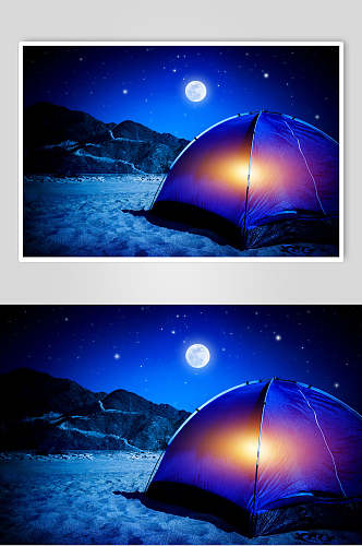 蓝色户外露营帐篷图片