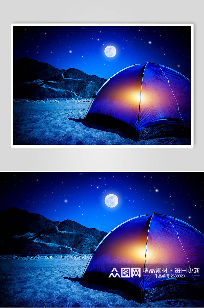 蓝色户外露营帐篷图片素材