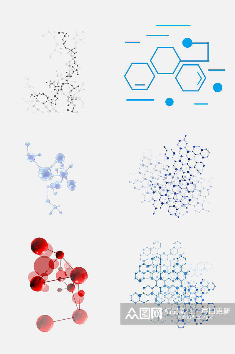 创意简洁生物基因医疗化学分子免抠设计素材素材