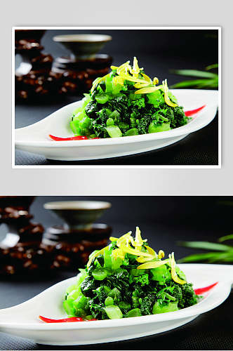 菊花菜心食品摄影图片