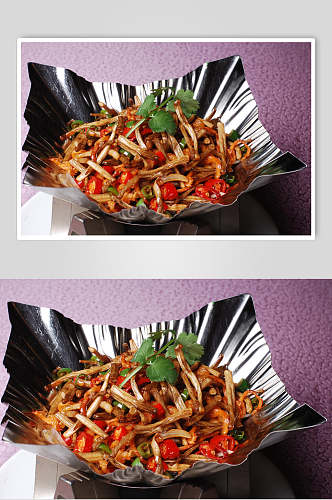 干锅锡纸茶树菇食物高清图片