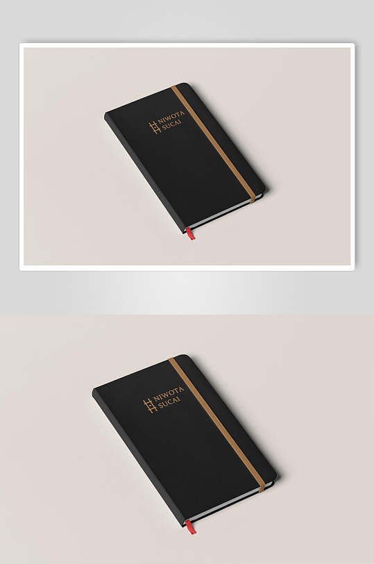 纯黑色金边笔记本品牌样机-众图网
